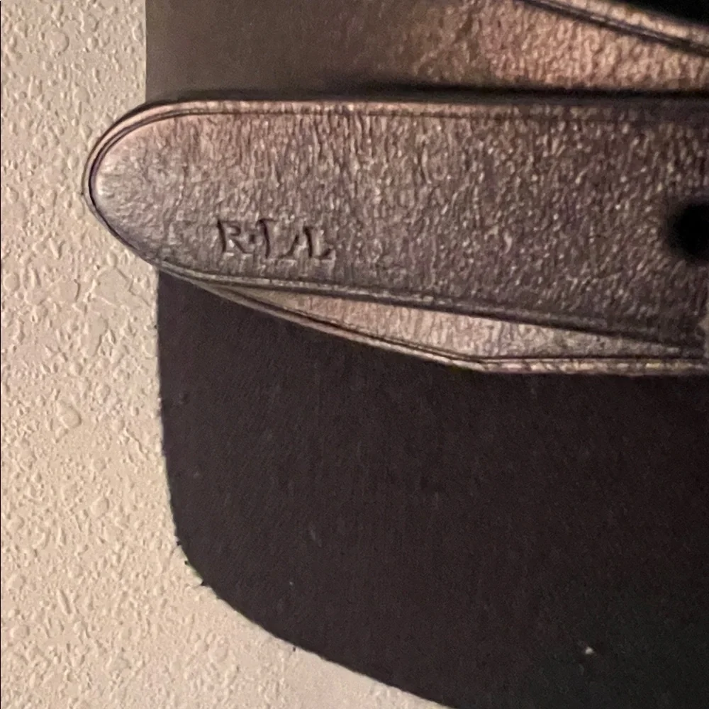 Ralph Lauren Women’s Classic Black Leather Belt with Silver Ring Buckle Medium
